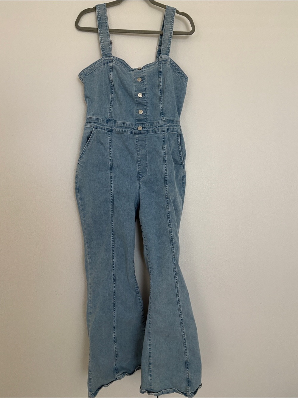 Ava & Viv Light Blue Denim Button-Front Jumpsuit
